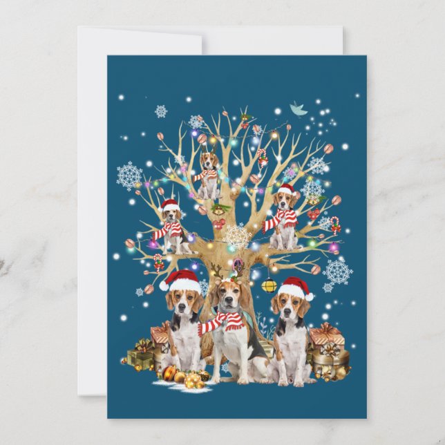 Beagle Christmas Tree Ornament For Dog Lover Invitation (Front)