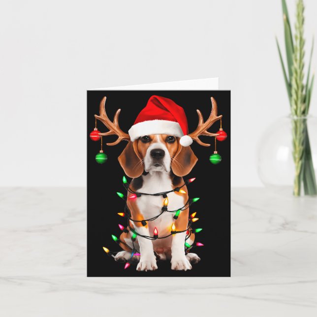 Beagle Christmas Tree Shirt Beagle Santa Hat Lover Card (Front)