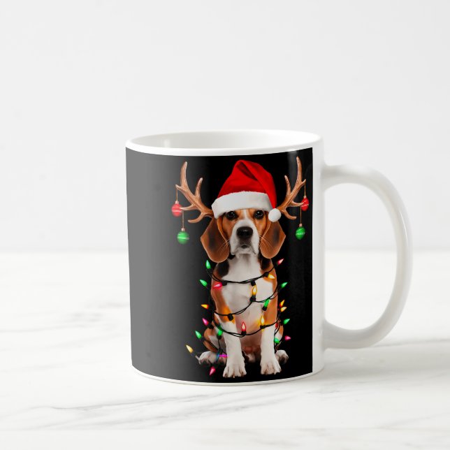 Beagle Christmas Tree Shirt Beagle Santa Hat Lover Coffee Mug (Right)