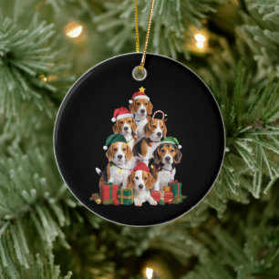 Beagle Christmas Tree With Santa Hat Dog Mum Dogs  Ceramic Tree Decoration