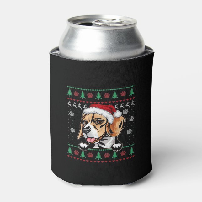 Beagle Christmas Uglyer Dog Xmas Oversized T-Shirt Can Cooler (Can Front)