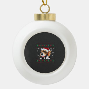 Beagle Christmas Uglyer Dog Xmas Oversized T-Shirt Ceramic Ball Christmas Ornament