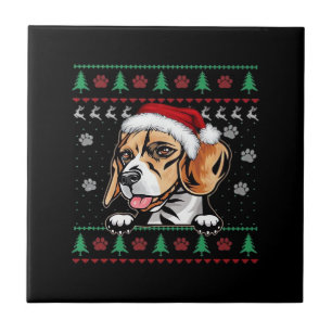 Beagle Christmas Uglyer Dog Xmas Oversized T-Shirt Tile