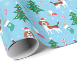 Beagle Christmas Wrapping Paper<br><div class="desc">This Christmas wrapping paper is perfect for any Beagle lover! The design features a Beagle with a Santa hat,  a Christmas tree with dog treat ornaments,  a stocking filled with dog treats,  a dog treat cookie and a glass of milk for "Santa Paws, " and other Christmas elements.</div>