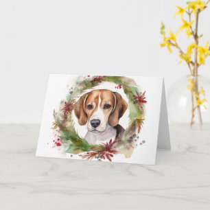 Beagle Christmas Wreath Festive Pup  Card