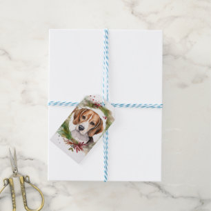 Beagle Christmas Wreath Festive Pup  Gift Tags
