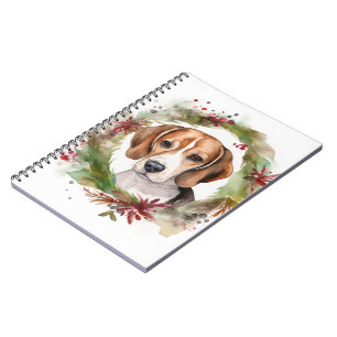 Beagle Christmas Wreath Festive Pup Notebook