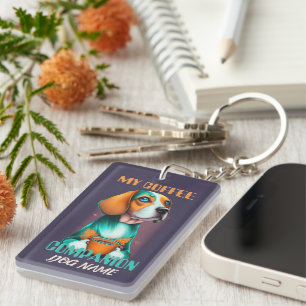Beagle Coffee Companion Funny Beagle Owner Key Ring