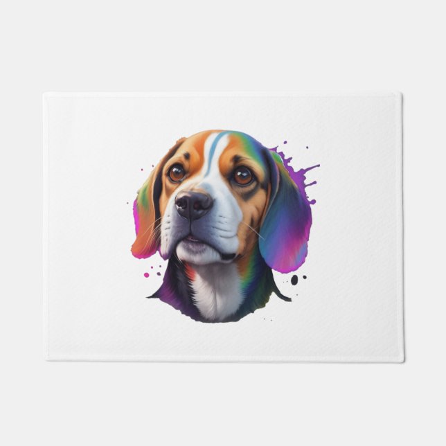 beagle colourful   doormat (Front)
