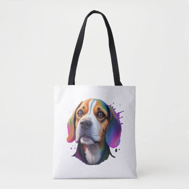 beagle colourful   tote bag (Front)