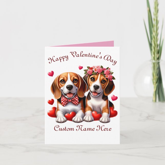 Beagle Couple Valentines day Card (Front)