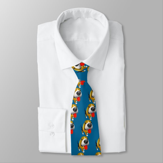 Beagle Cute Cartoon Tie (Tied)