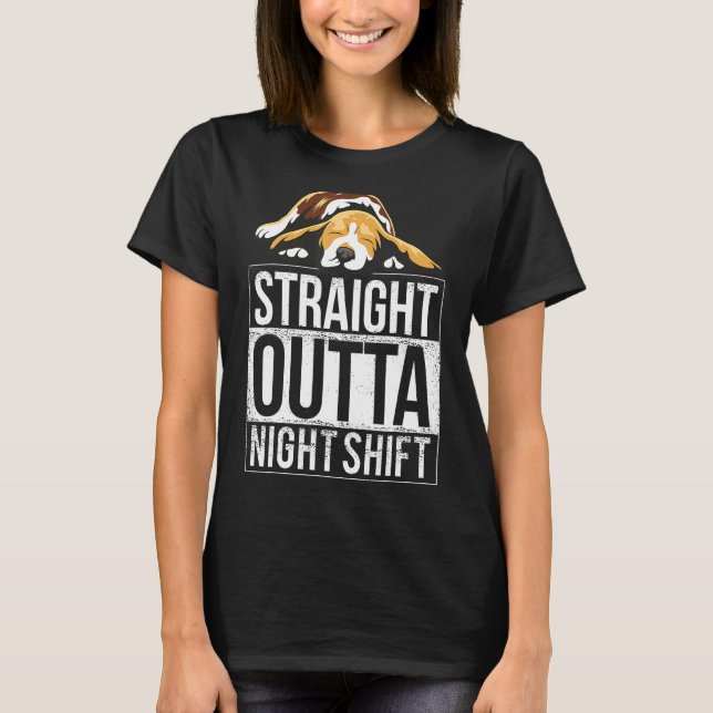 Beagle Cute Napping Night Shift T-Shirt (Front)