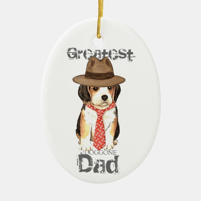 Beagle Dad Ceramic Ornament (Front)