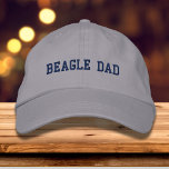 Beagle Dad Dog Dad Athletic Embroidered Hat<br><div class="desc">Beagle Dad embroidered baseball cap in a royal blue serif font.</div>