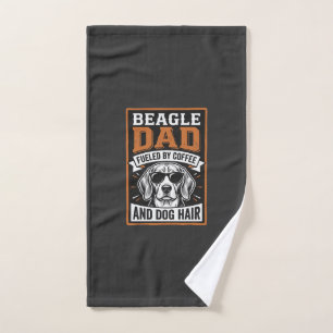 Beagle Dad Fuelled by Coffee and Dog Hair Hand Towel