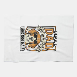 Beagle Dad Fuelled by Coffee and Dog Hair Shirt_1 Tea Towel
