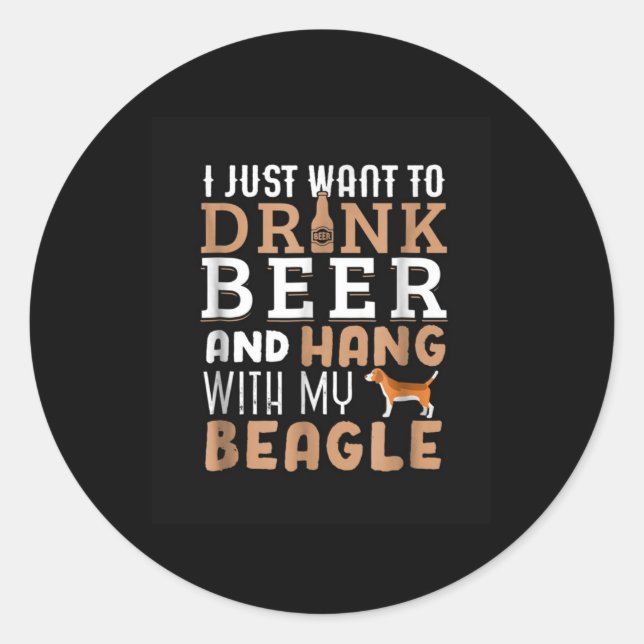 Beagle Dad  Funny Fathers Classic Round Sticker (Front)