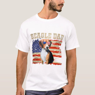 beagle dad merica american flag dog men july 4th u T-Shirt