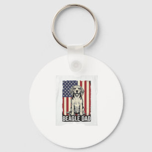 Beagle Dad Patriotic Vintage Dog Shirt Design_1 Key Ring