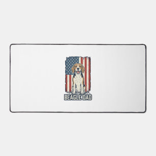 Beagle Dad Patriotic Vintage Engraving Dog Design_ Desk Mat