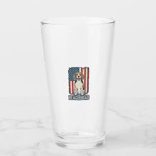 Beagle Dad Patriotic Vintage Engraving Dog Design_ Glass