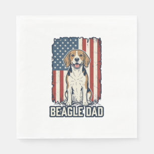 Beagle Dad Patriotic Vintage Engraving Dog Design_ Napkin