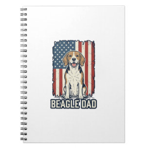 Beagle Dad Patriotic Vintage Engraving Dog Design_ Notebook