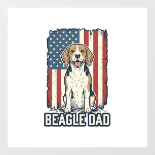 Beagle Dad Patriotic Vintage Engraving Dog Design_ Window Cling