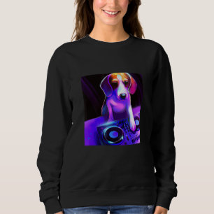 Beagle DJ Vaporwave  Aesthetic Dog Men Women Boys  Sweatshirt