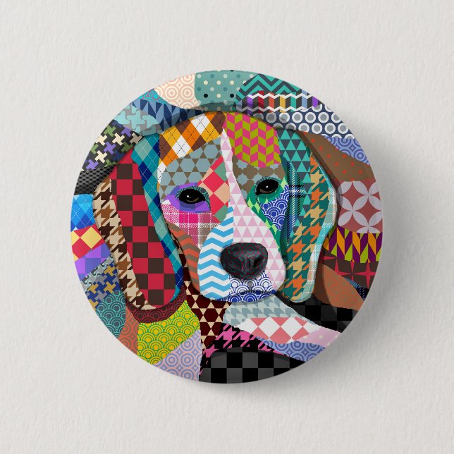 Beagle Dog 161 6 Cm Round Badge (Front)