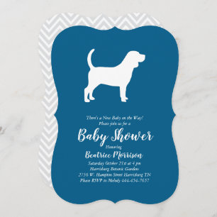 Beagle Dog Baby Shower Blue Boy Invitation
