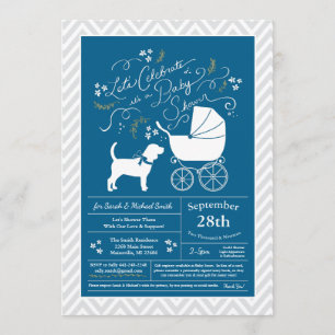 Beagle Dog Baby Shower Blue Boy Invitation