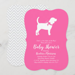Beagle Dog Baby Shower Girl Pink Invitation