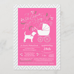 Beagle Dog Baby Shower Pink Girl Invitation