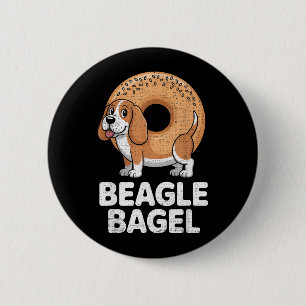 Beagle Dog Bagel Bread Pun Funny Animals Men Women 6 Cm Round Badge