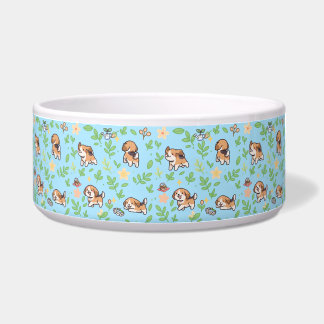Beagle Dog Bowl Spring Floral Kawaii Pet Design