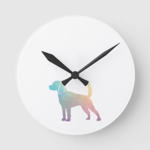 Beagle Dog Breed Geo Silhouette Pastel Round Clock