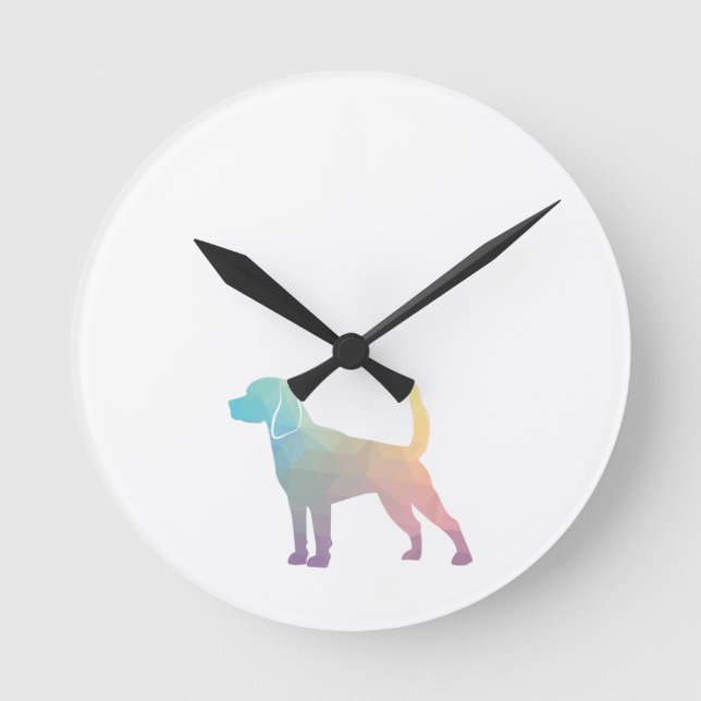 Beagle Dog Breed Geo Silhouette Pastel Round Clock (Front)