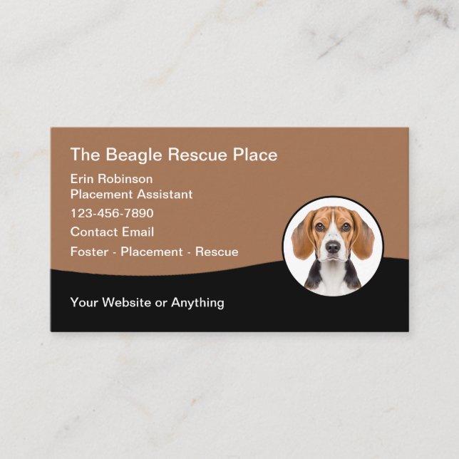 Beagle Dog Breed Rescue Foster Care Business Card (Front)