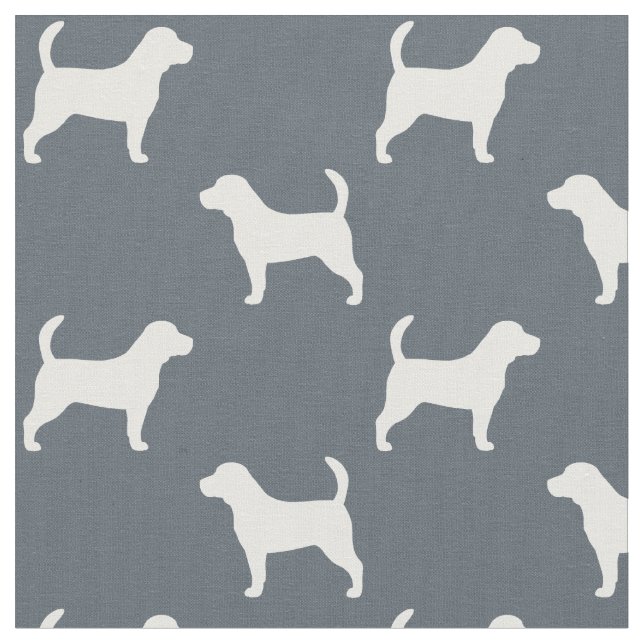 Beagle Dog Breed Silhouettes Patterned Fabric (Close Up)