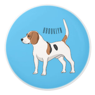 Beagle dog cartoon illustration ceramic knob