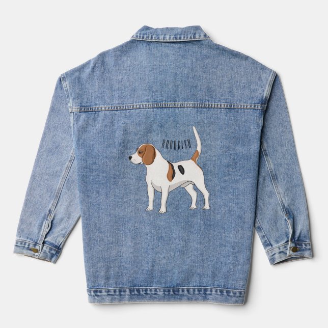 Beagle dog cartoon illustration  denim jacket (Back)