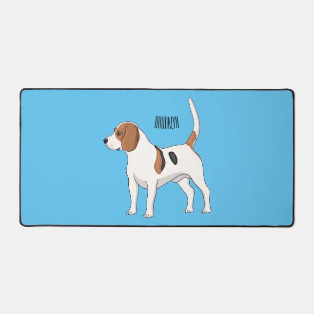 Beagle dog cartoon illustration  desk mat (Front)