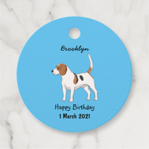 Beagle dog cartoon illustration favour tags