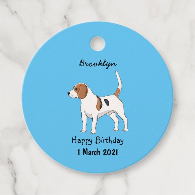 Beagle dog cartoon illustration  favour tags (Front)