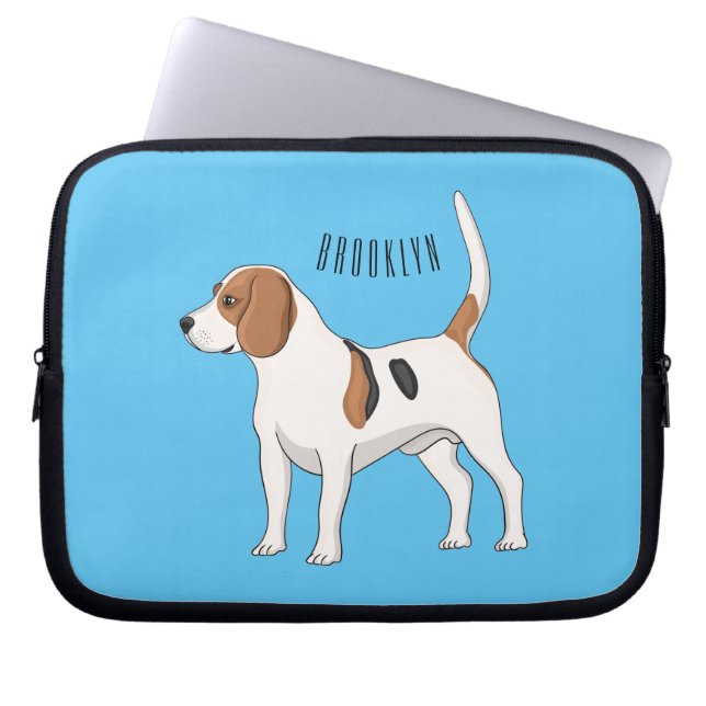 Beagle dog cartoon illustration  laptop sleeve (Front)