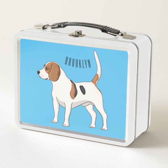 Beagle dog cartoon illustration  metal lunch box (Front)