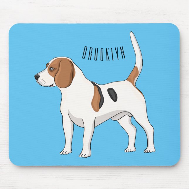 Beagle dog cartoon illustration  mouse mat (Front)