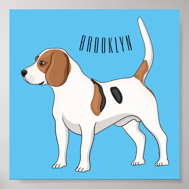 Beagle dog cartoon illustration  poster (Front)